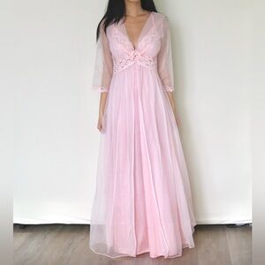 Vtg Jcpenny 90s 2-Piece Elegant Pink Sheer Gown Set Size Small